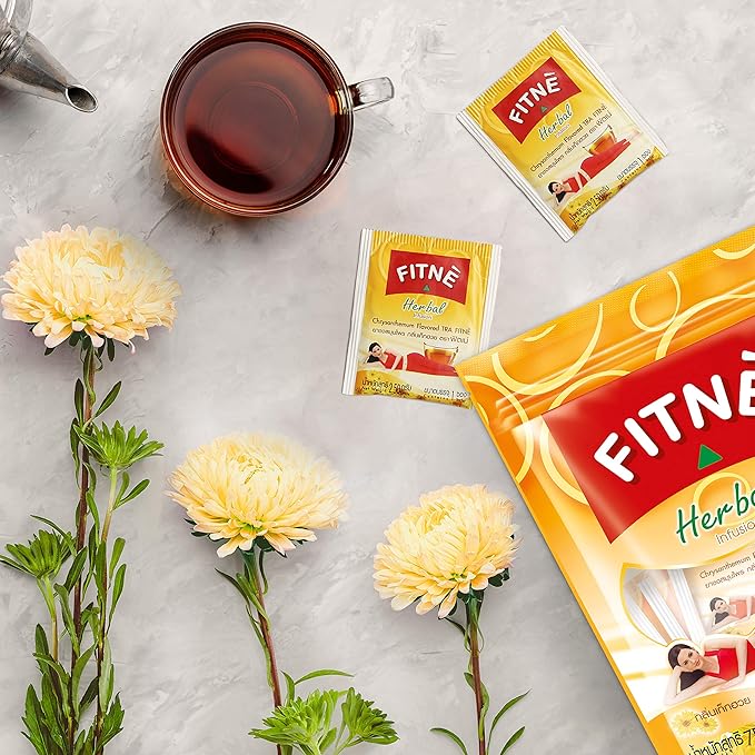 FITNÈ Chrysanthemum Herbal Tea Senna Infusion Smooth Mild Soothing Beverage Natural Gentle Detox Cleanse No Calories Caffeine Free, 60 Tea Bags