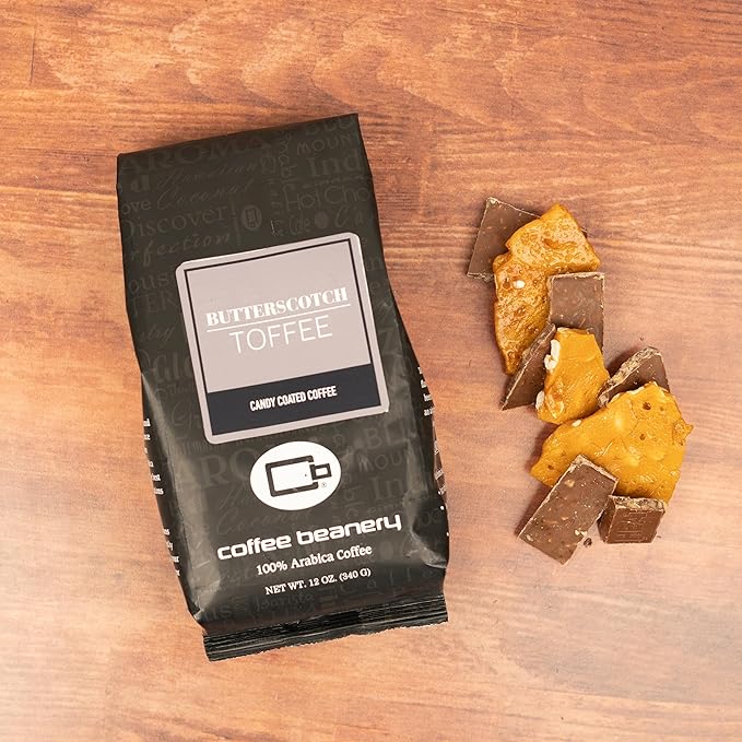 Butterscotch Toffee Flavored Coffee, Specialty Arabica Coffee, Medium Roast, 12 ounce, Very Fine