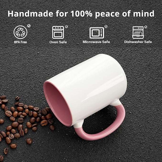 Ceramic 15oz Sublimation Coffee Mug, Pink, Case of 12