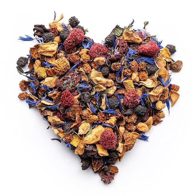 Loose Leaf Tea No Caffeine with Raspberry, Cornflower, Rosehip & Hibiscus (4oz.) – Fruit Tea Summer Herbal Infusion with Wild Berries