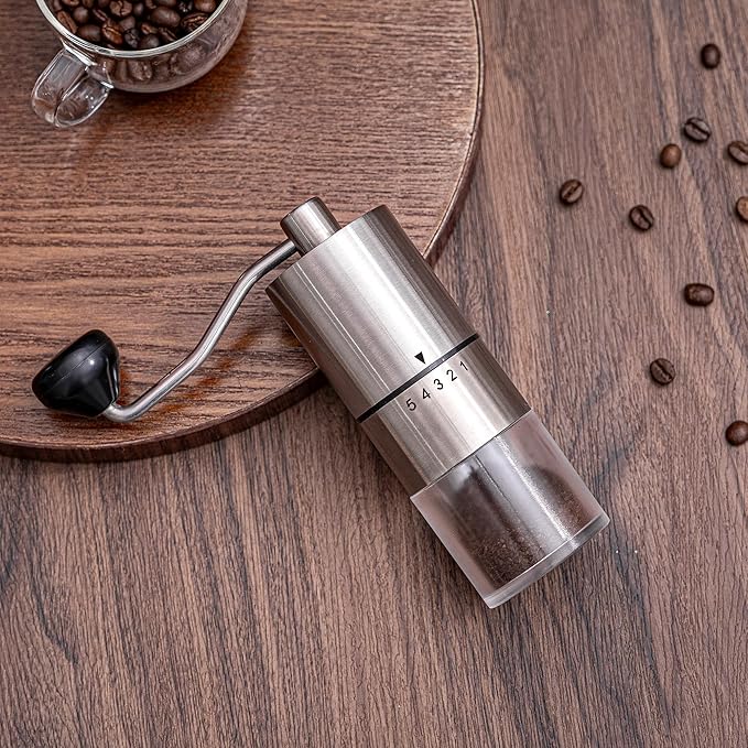 Topadorn Manual Coffee Grinder with Hand Crank Travel Coffee Bean Stainless Steel Grinder Great Gift for Home, Espresso, Office and Camping
