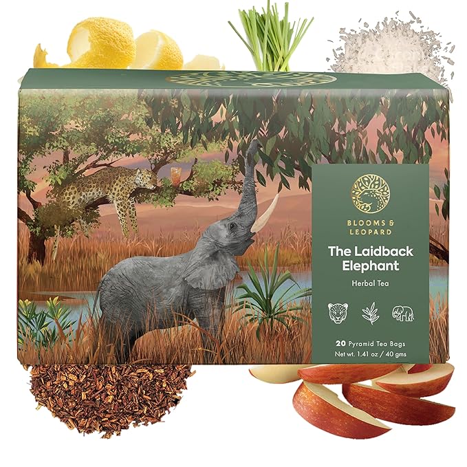 Blooms & Leopard Exotic Tea Duo | Sea Lion’s Tea Time (Cardamom, Clove, Cinnamon, Ginger & Pepper) + Laidback Elephant (Rooibos, Apple, Lemongrass, Lemon & Coconut) | Spiced Black Tea & Calming Herbal
