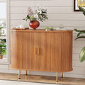 DHH Sideboard Buffet Cabinet with Storage,Mid Century Modern Fluted Accent Coffee Bar Console Table,Tambour Sliding Doors& Adjustable Shelf for Kitchen, Living Room, Entryway (Yellow walnut40 Inch)