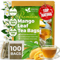 FreshDrinkUS, Premium 100 Mango Leaf Tea Bags, Hojas de Mango secas, 100% Natural & Pure, Loose Leaf Herbal Tea. Non GMO, No Sugar, No Caffeine, No Gluten, Vegan