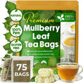 FreshDrinkUS, Premium 75 Mulberry Leaf Tea Bags, 100% Natural & Pure from Mulberry Leaves. Loose Leaf Herbal Tea. Made with Natural Material Tea Bags. No Sugar, No Caffeine, No Gluten, Vegan.