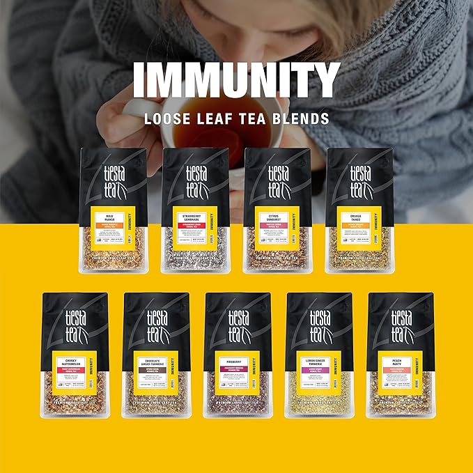 Tiesta Tea - Peach Party, Peach Hibiscus Herbal Tea, Premium Loose Leaf Tea Blend, Non-Caffeinated Fruit Tea, Make Hot or Iced & Up to 200 Cups, 16 oz Resealable Pouch