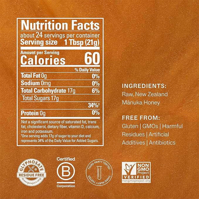 Manukora Raw Manuka Honey MGO 600+ from New Zealand, Non-GMO, Monofloral, Traceable from Hive to Hand, Daily Immune Support - 500g (1.1 Lb)