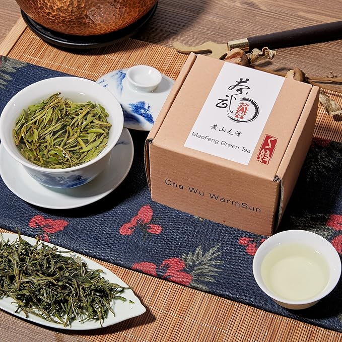 ChaWuWarmSun-[S] MaoFeng Green Tea Loose Leaf,1.75oz/50g,HuangShan Mao Feng Chinese Tea