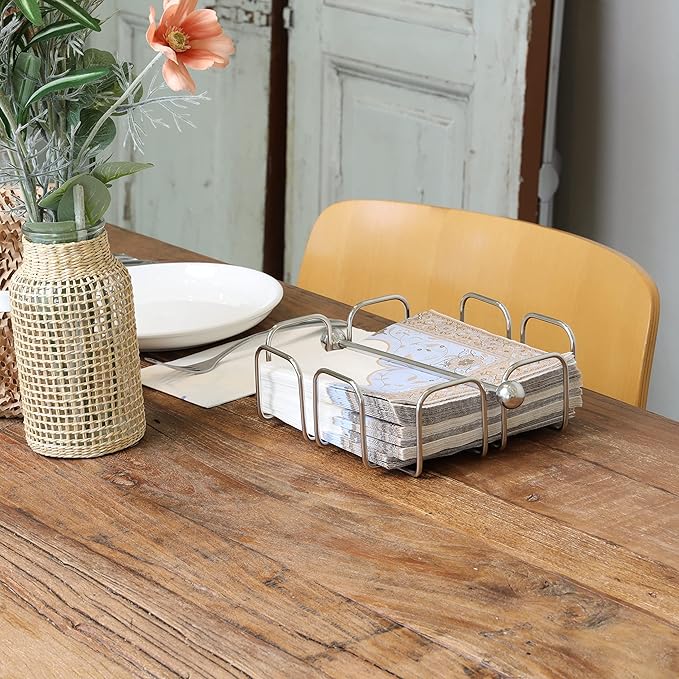 Flat Napkin Holder for Table-Kitchen Napkin Dispenser Serviette Holder Kitchen & Dining Room Décor, Decorative Clear Cocktail Napkin Kitchen Décor Napkin Holder for Dining Table
