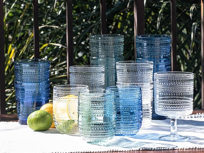 Beaded Jumbo Drinkware, Indoor/Outdoor, Cobalt Blue, 16 oz., Set of 6