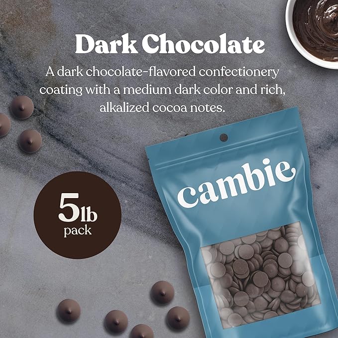 Merckens Dark Melting Chocolate - 5 Pounds of Premium Quality Dark Candy Melts to make a Dubai Chocolate Bar, Cake Pops, Cocoa Bombs, & Homemade Desserts