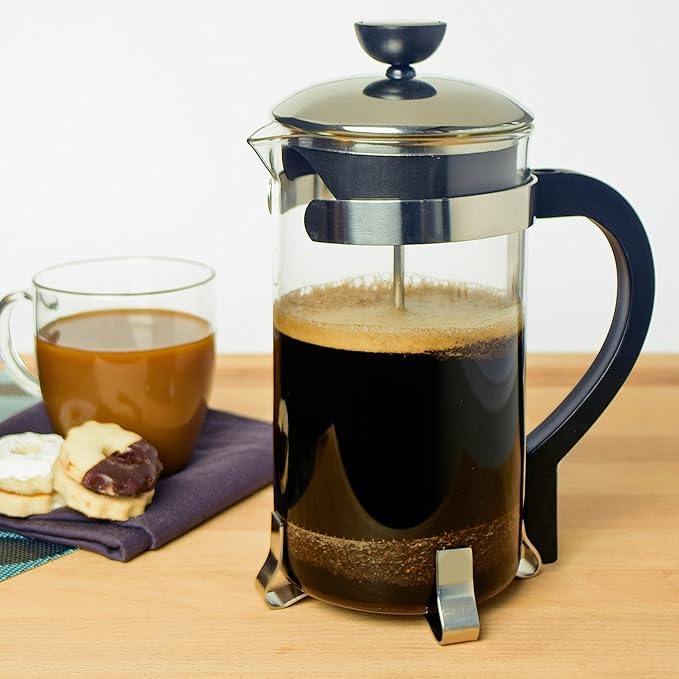 Primula Classic French Press Coffee/Tea Maker - Glass 8 Cup/32 Oz, Black/Chrome Accents