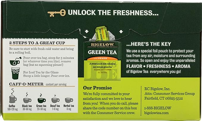 Bigelow Green Tea w/ Peach Tea Bags, 20 ct