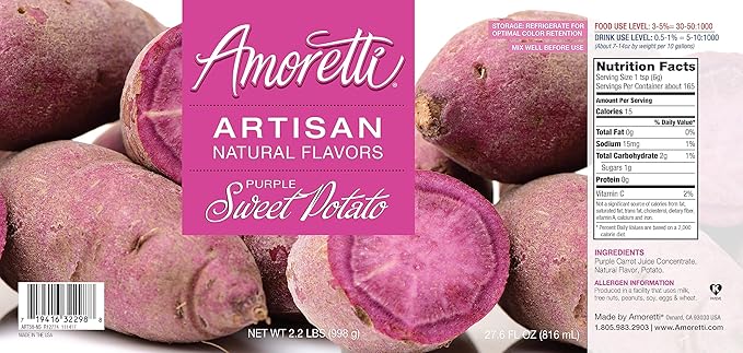Amoretti - Natural Purple Sweet Potato Artisan Flavor Paste, 8 oz, Perfect For Ice Cream, Beverages, Cakes, and more, Concentrated, Preservative Free, Vegan, Gluten Free, No Artificial Sweeteners