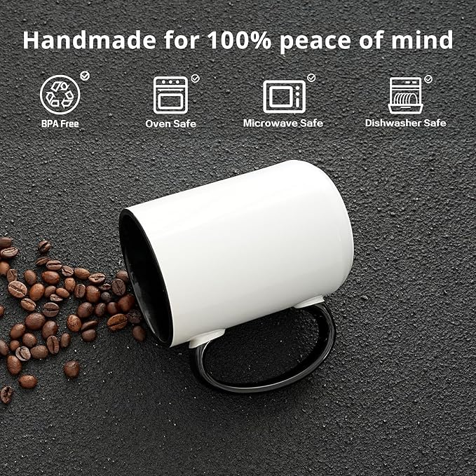 Ceramic 15oz Sublimation Coffee Mug, Black, Case of 12