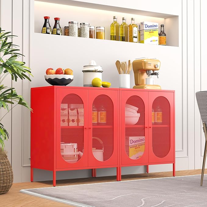 2 Door Accent Cabinet,Metal Storage Cabinet with Adjustable Shelf,Buffet Sideboard for Bed Room,Living Room,Entryway,Hallway,Home,Hotel,Office,Garage,Kitchen,1 Removable Shelf.