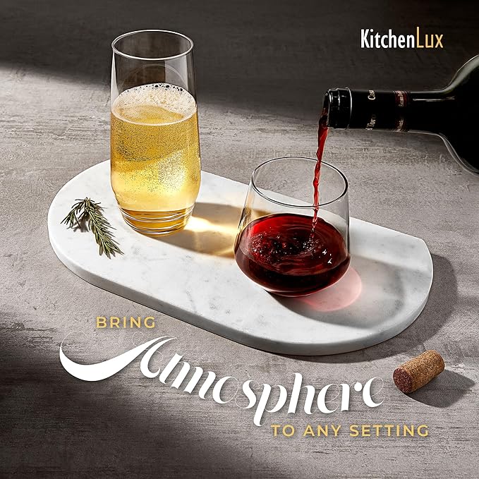 Short & Tall Drinking Glasses Set of 8 - 4 Tall Water Glasses and 4 Short Small Glass Cups Set - Elegant Glass Drinkware - Deluxe Glassware Sets for Highball Sparkling Cocktails, Wine, Beer, Whiskey