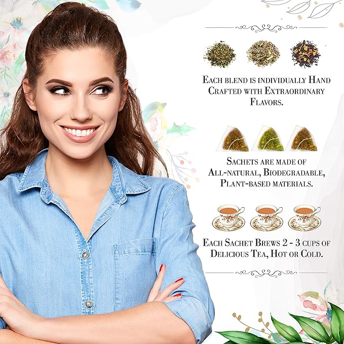 Vanilla Chai Black Tea by La Tea Dah, Premium Spiced Chai Tea Bags made with Organic Black Tea Leaves, Cardamom, & Vanilla, Floral Tea Gift Collection, Contains Caffeine (12 Sachets)