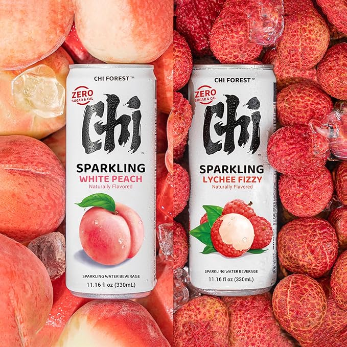 CHI FOREST White Peach& Lychee Fizzy Sparkling Water (11.15 oz* 24 * 2)