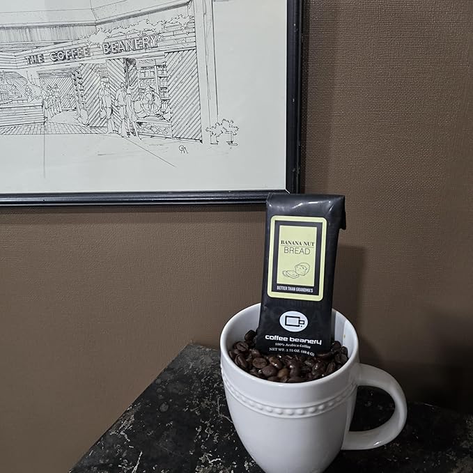 Coffee Beanery Banana Nut Bread Flavored Coffee, 1-1.75oz Try Me Size Coffee Sampler, Light-Medium Roast