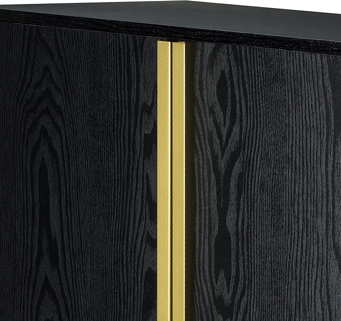 SANGO Cortland 2-Door Accent Cabinet, Sleek Black Storage Cabinet with Brass Handles, Adjustable Shelf, Minimalist Mid-Century Modern Design, Stylish & Functional Furniture for Living or Dining Room