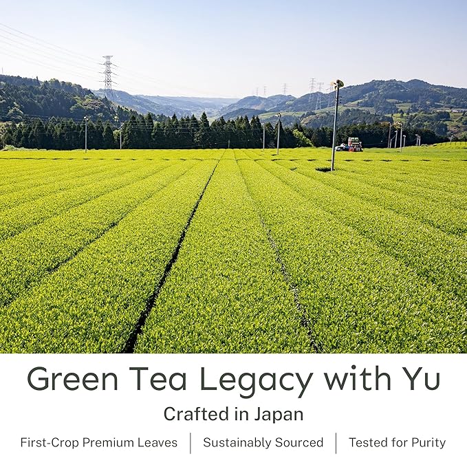 Yu Tea Organic Genmaicha Green Tea Powder, 30 Instant Packets | Japanese Green Tea & Roasted Brown Rice | Low Caffeine & Unsweetened | Relaxation, Antioxidants & Digestion | Single Serve Sticks