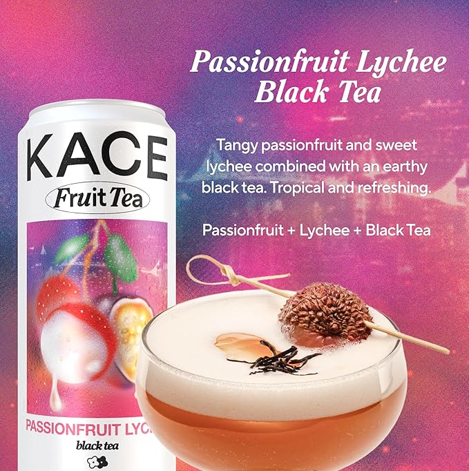 Passionfruit Black Iced Tea Tropical Blend with Sweet Lychee and Tangy Passionfruit Refreshing, Earthy, and Aromatic IceTea Beverage Inspired by Taiwan Night Markets - 12-Pack of 320ml