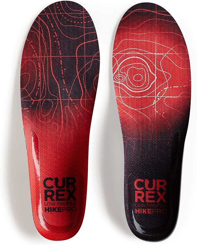 CURREX HikePro Insoles for Hiking Boots & Shoes – Shock Absorbing Inserts to Help Reduce Fatigue and Increase Performance – Anti-Slip Heel Surface for Stability – for Men & Women – Low Arch, Large
