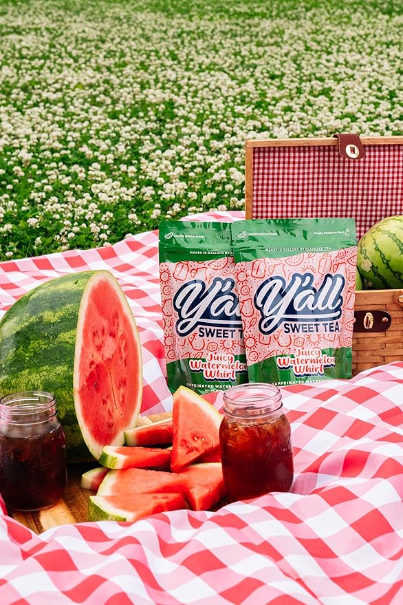 Y'all Sweet Tea - Watermelon Flavored Iced Tea Bags One Gallon Size in 10 Gallons Per Pack Quick Brew Southern Ice Tea with Juicy Watermelon Flavor | As Seen on Shark Tank (Caffeinated)