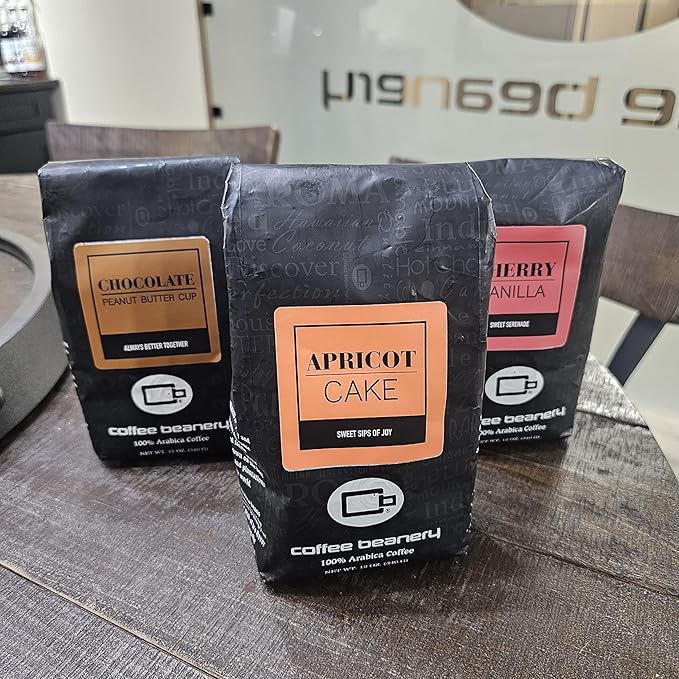 Apricot Cake Decaf Coffee Beans by Coffee Beanery | Medium Roast, 12oz, Flavored Whole Beans