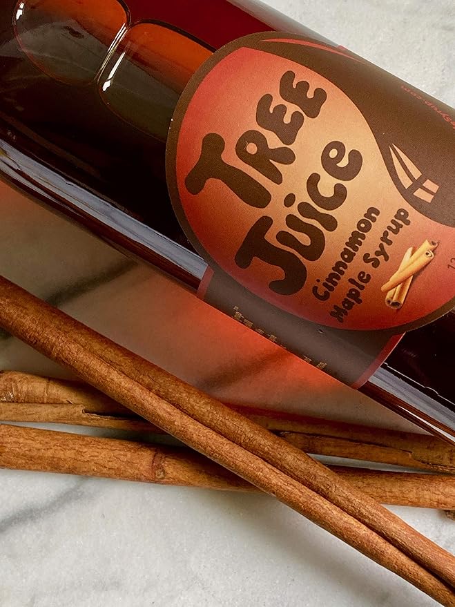 Tree Juice Cinnamon Maple Syrup | 100% Pure Grade A Maple Syrup | All Natural, Non GMO, Vegan, Gluten Free, Vegetarian, Paleo | 12 Ounce Bottle