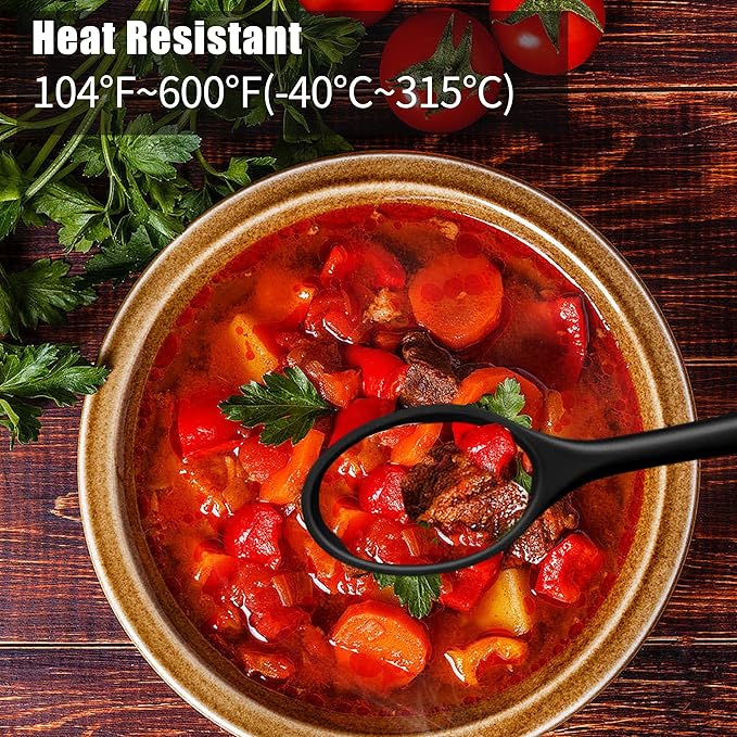 2 Pcs Silicone Spoons,10.8 Inch Mixing Spoons for cooking,Heat Resistant for Kitchen Cooking Baking Stirring Mixing Tools (BLACK)
