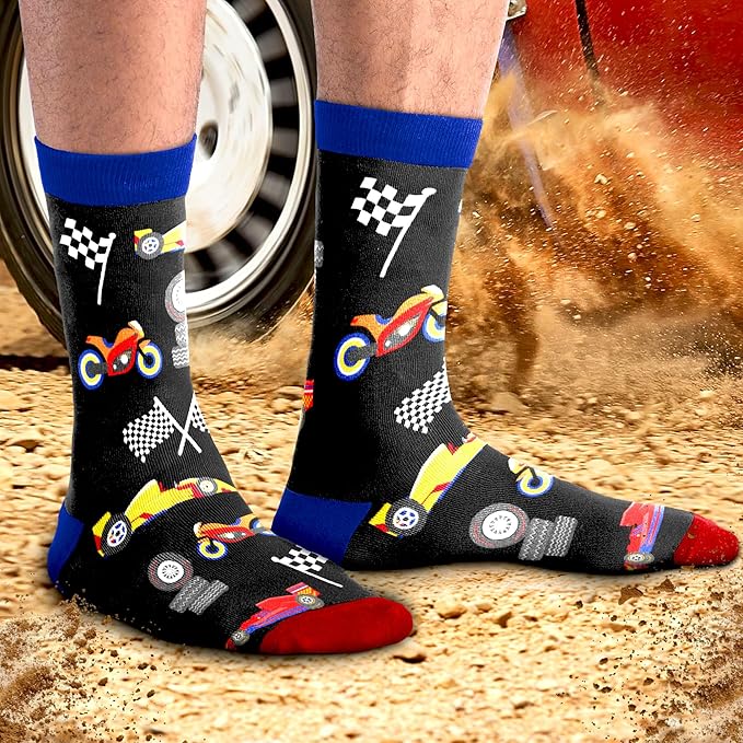 VICRAZY Racing Car, Sport Car Socks for Men, Women - Formula 1 Gifts, Racing Socks, Stocking Stuffers for Men, Women
