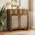 ONBRILL Sideboard Buffet Cabinet with 2 Drawers, Coffee Bar Cabinets with 2 Doors, Boho Farmhouse Accent Credenza Buffet Table Console Cabinet with Adjustable Shelves for Living Room, Entryway, Brown