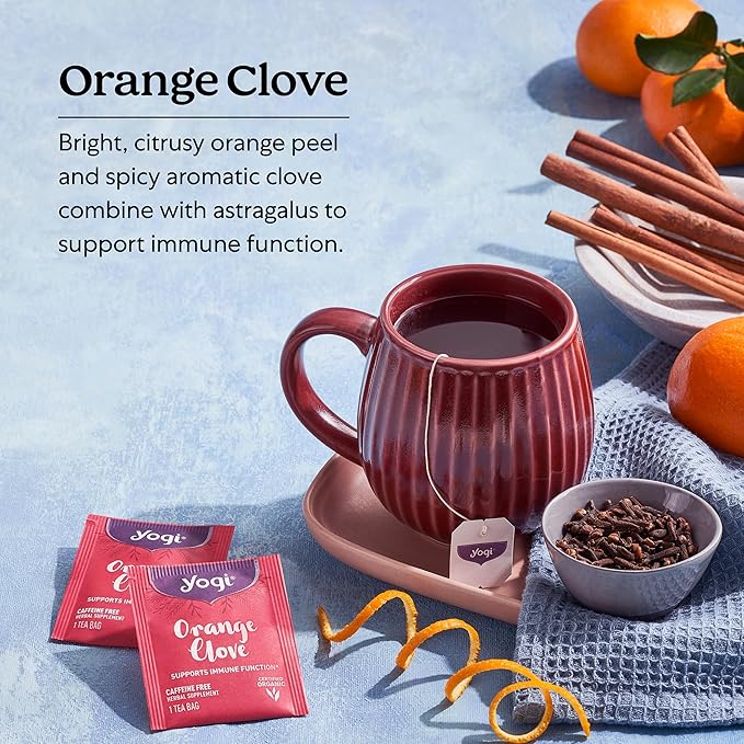 Yogi Tea Orange Clove - 16 Bags per Pack (4 Packs) - Limited Edition Organic, Caffeine-Free Holiday Tea - Immune Support - Includes Astragalus, Cinnamon, Ginger, Cardamom & More
