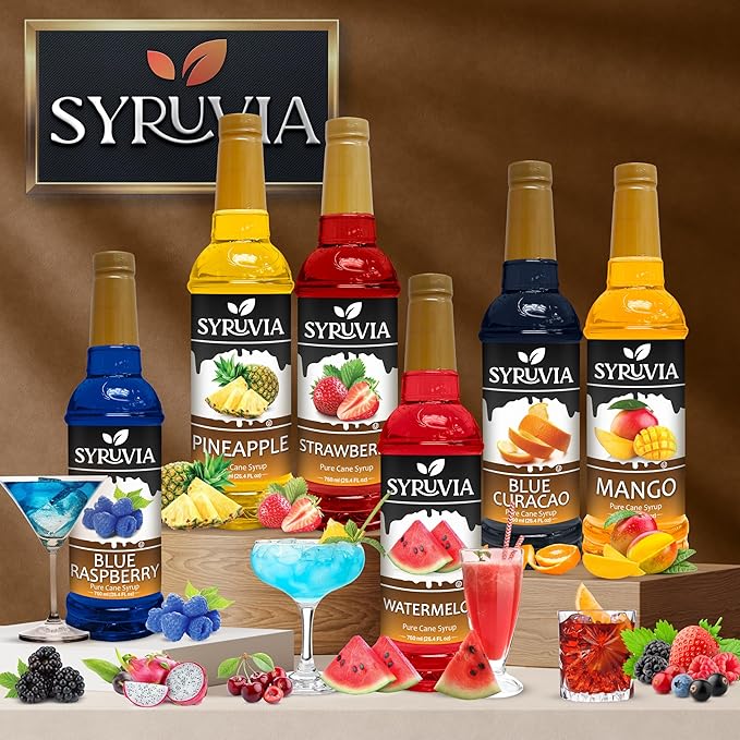 Syruvia Pineapple Syrup, Flavored Syrup for Drinks, Cocktails, Lemonades, Iced Teas, and Desserts – 25.4 fl oz