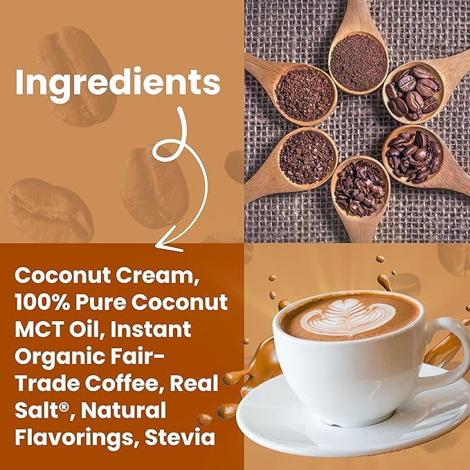 Keto Cappuccino - Salted Caramel - Keto Instant Coffee Mix with MCT Oil - Low Carb/High Fat, Organic Coffee Supports Ketosis - Energy Coffee - No Sugar - Made in USA – 28 Servings