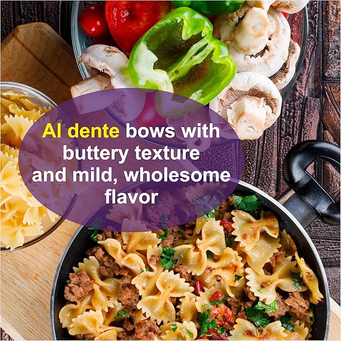 Pasta Zing Farfalle Pasta, Authentic Italian Al-Dente Texture, Ready in 1 Minute, 14g Protein 4g Fiber, Made with 100% Durum Wheat, Zero Sodium, Clean Label Shelf-Stable, 7.05 oz Pouch, Pack of 7