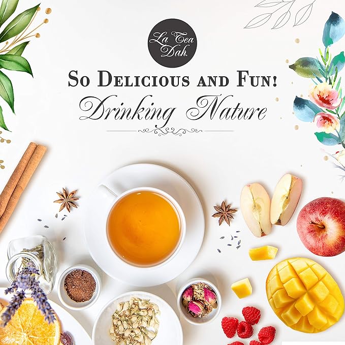 Elderberry Green Tea by La Tea Dah, Elderberry Tea Made with Organic Green Tea Leaves, Mango, Kiwi, and Passionfruit, Lightly Caffeinated Fruit Tea, Floral Tea Gift Collection (12 Sachets)