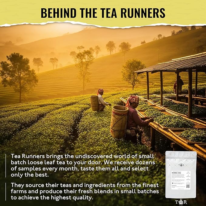 Tea Runners Organic Mumbai Chai – Premium Loose Leaf Masala Chai Tea | Bold Assam Black Tea with Aromatic Spices | High Caffeine, Award-Winning Blend for Energizing Mornings & Cozy Evenings - 5 oz