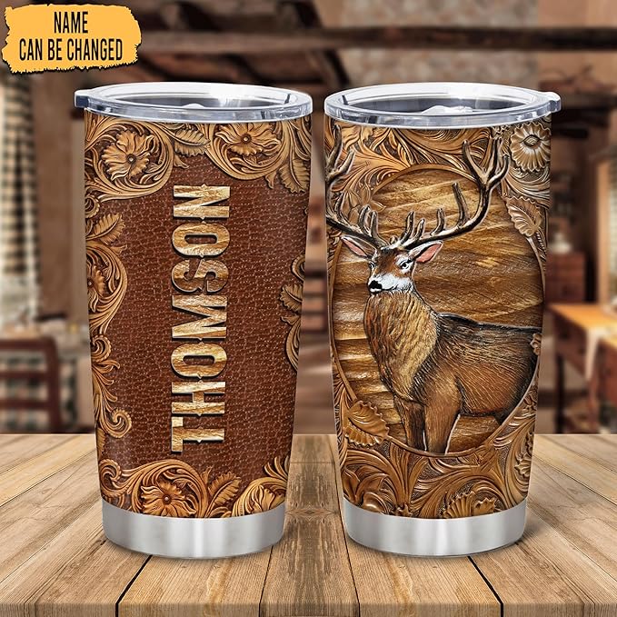 Hyturtle Personalized Hunting Gifts For Men - Deer Hunting Tumbler 20Oz Travel Coffee Mug Stainless Steel- Fathers Day Gift For Dad Him Boy Husband From Son Wife- Birthday Christmas Gifts For Hunters