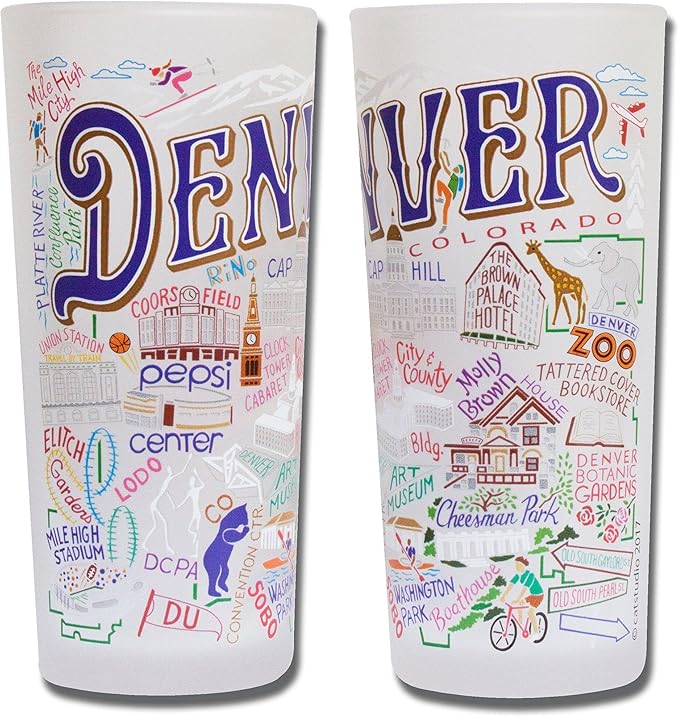 Catstudio Drinking Glass, Denver Frosted Glass Cup for Kitchen, Drinking Glasses, 15oz Dishwasher Safe Tumbler, Wedding Gifts