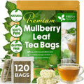 FreshDrinkUS, Premium 120 Mulberry Leaf Tea Bags, 100% Natural & Pure from Mulberry Leaves. Loose Leaf Herbal Tea. Made with Natural Material Tea Bags. No Sugar, No Caffeine, No Gluten, Vegan.