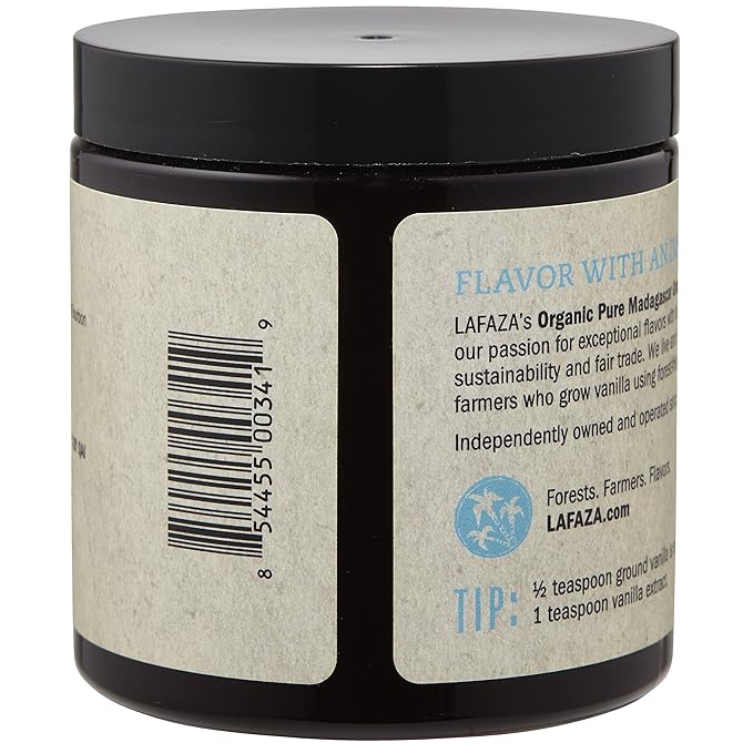 Lafaza Organic Madagascar Bourbon Pure Ground Vanilla Bean Powder, 4oz