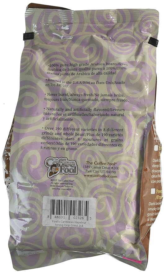 Coffee Fool’s Caribbean Hazelnut, 2 Pound (Strong Drip Grind)