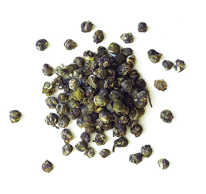 Rishi Tea Jasmine Pearls Green Tea - Caffeinated Loose Leaf, Hand-Rolled with Floral Aroma & Taste - 8.81 Ounces, 22+ Servings