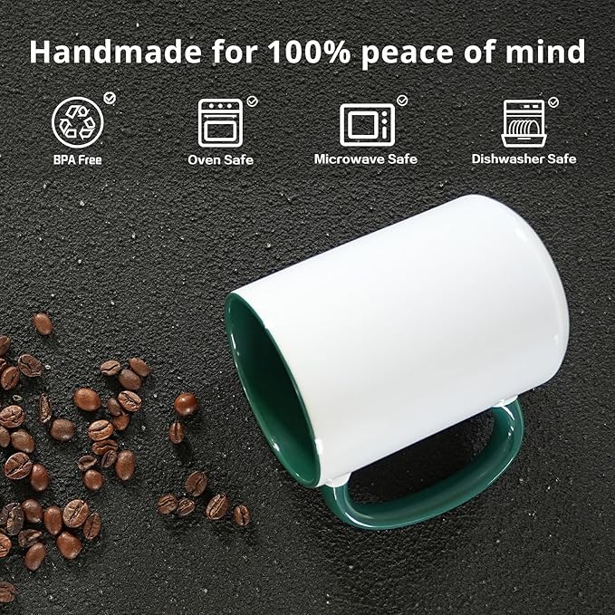 Ceramic 15oz Sublimation Coffee Mug, Hunter Green, Case of 24