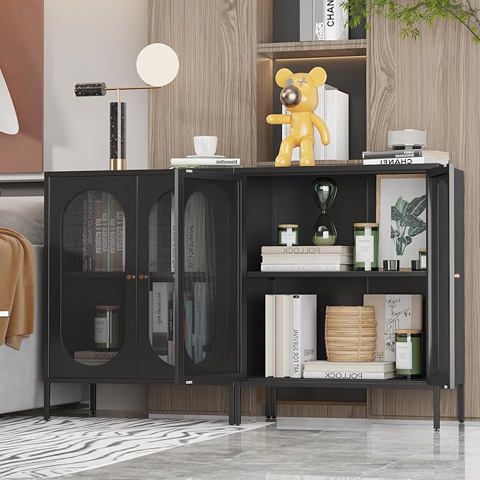 2 Door Accent Cabinet,Metal Storage Cabinet with Adjustable Shelf,Buffet Sideboard for Bed Room,Living Room,Entryway,Hallway,Home,Hotel,Office,Garage,Kitchen,1 Removable Shelf.