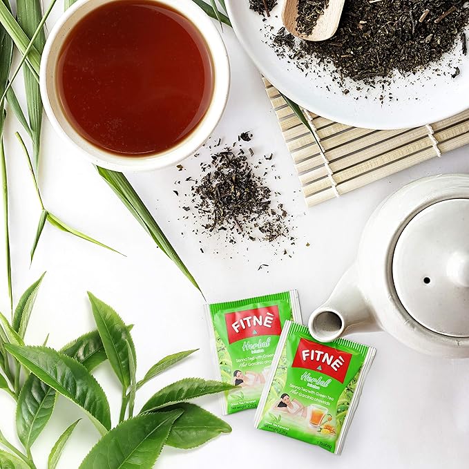 FITNÈ Green Tea Herbal Honey Lemon With Garcinia Senna Infusion Gentle Detox Cleanse High Antioxidant No Calories Stevia Sweetener, 15 Tea Bags