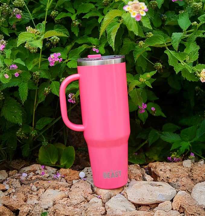 Beast 50 oz Tumbler Stainless Steel Vacuum Insulated Coffee Ice Cup Double Wall Travel Flask (Cupcake Pink)